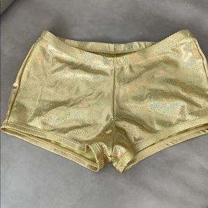 Gold Sparkly Varsity Spandex Shorts - Small